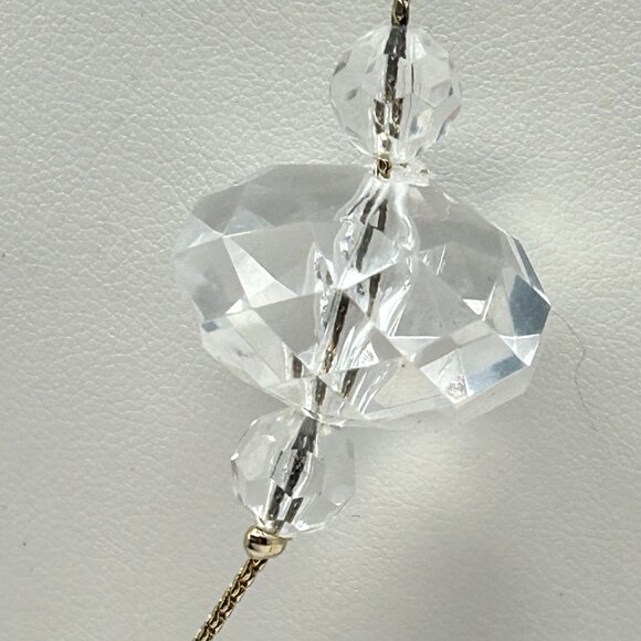 Vintage 60 inch Faceted Crystal Bead Rope Necklace 14K GP Clasp Long Layering - Picture 5 of 12